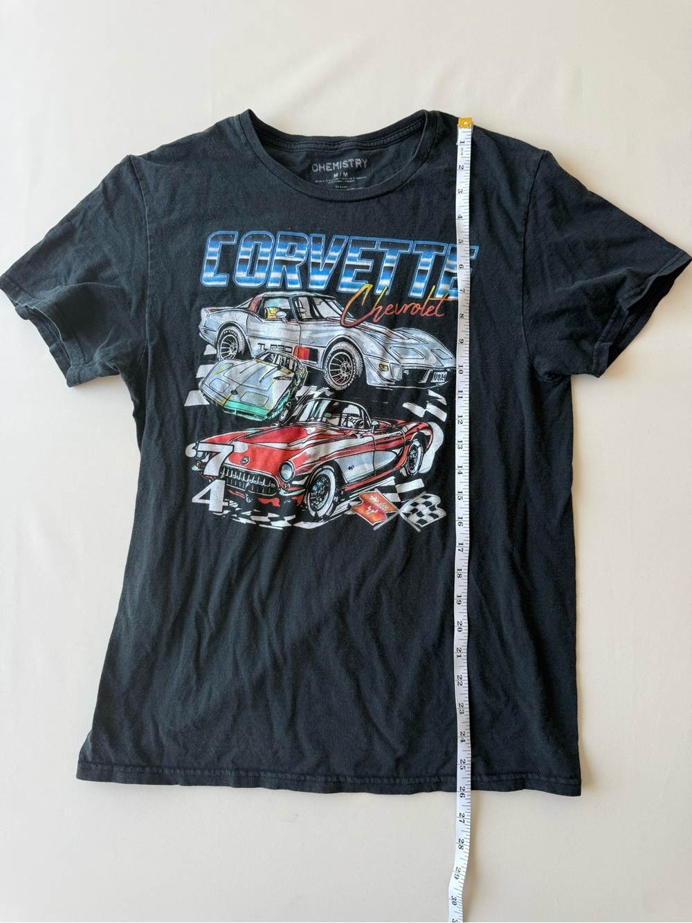 Chemistry Black Graphic Corvette Tee with Red & Blue Car Art - Picture 5 of 6
